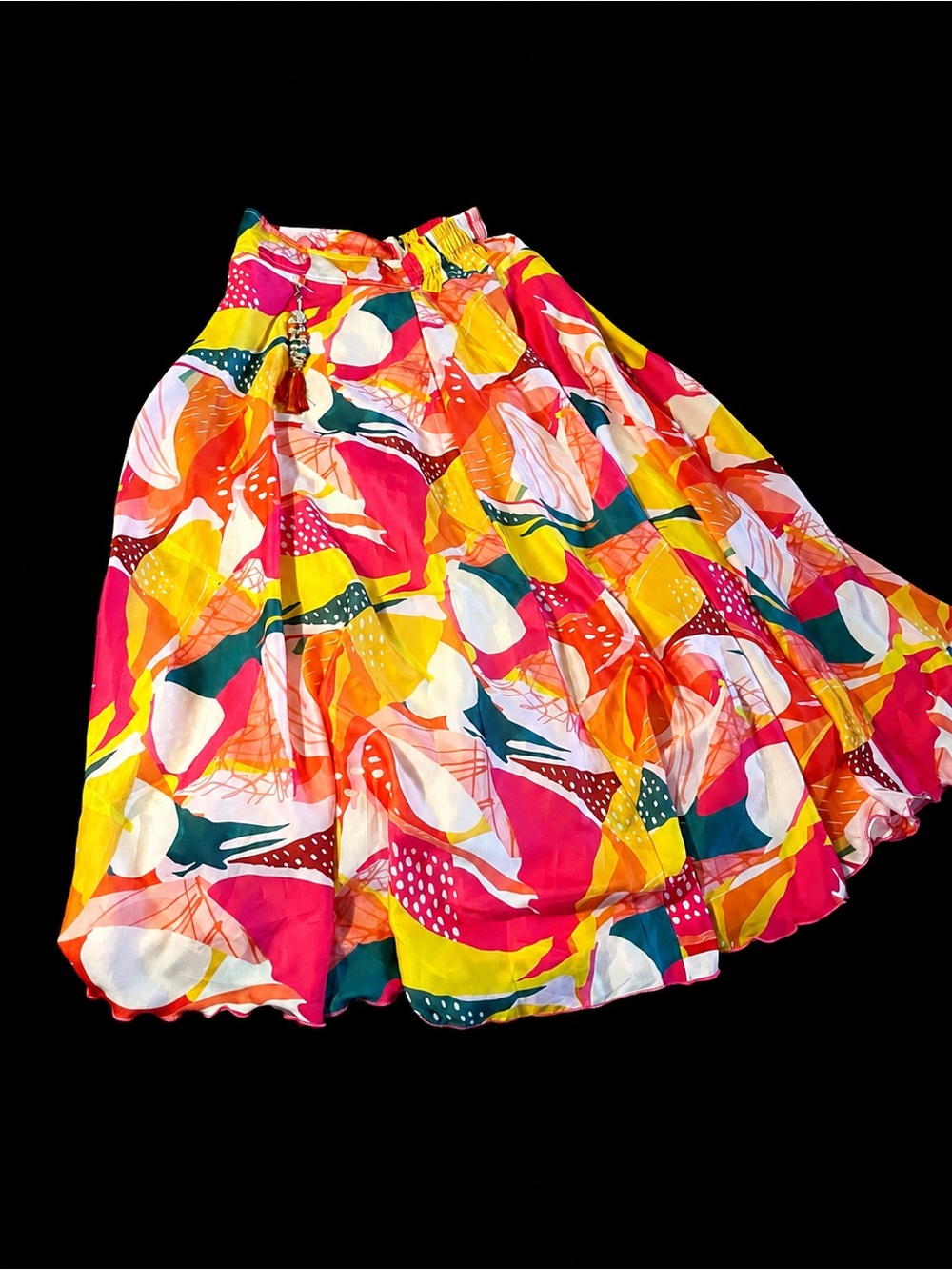 Abstract Print Maxi Skirt Size 34 Boho Colorful Flowy EUC